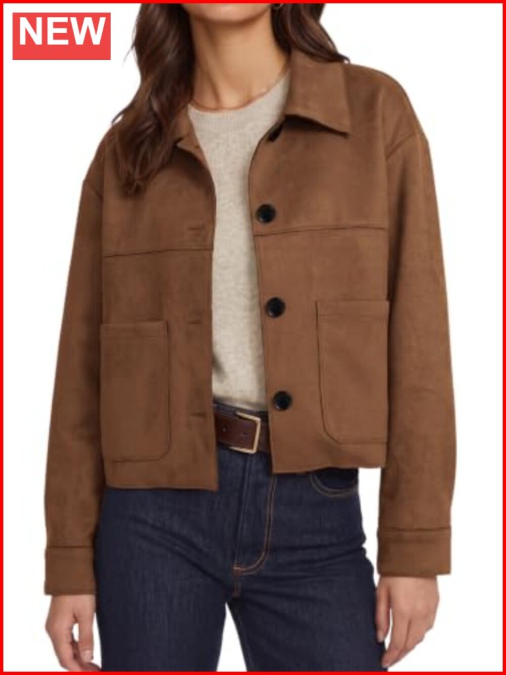 Faux Suede Cropped Bomber Jacket Women Casual Lightweight Coat